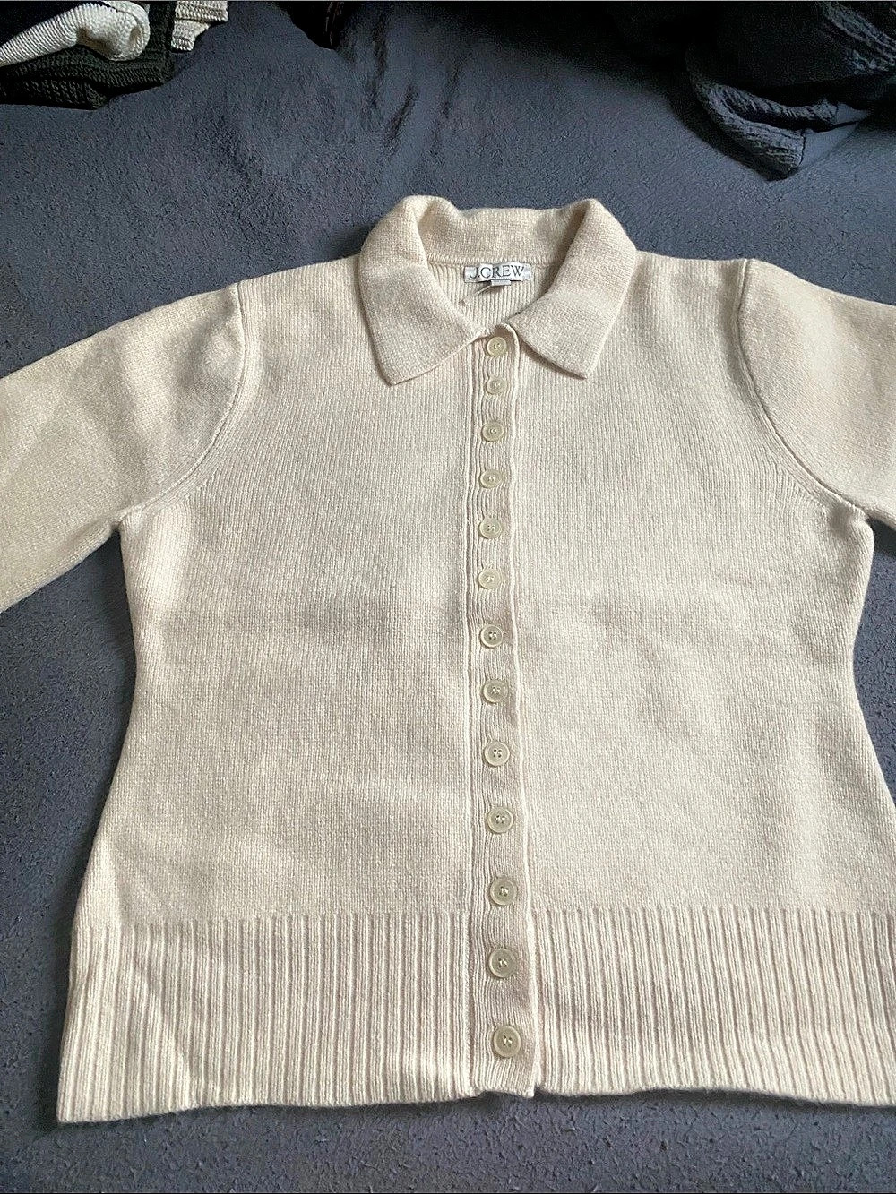 J.Crew Milano-stitch cinched-waist cardigan Cream